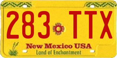 NM license plate 283TTX