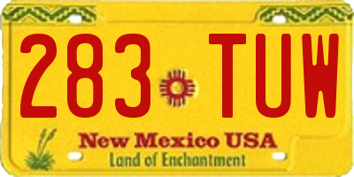 NM license plate 283TUW
