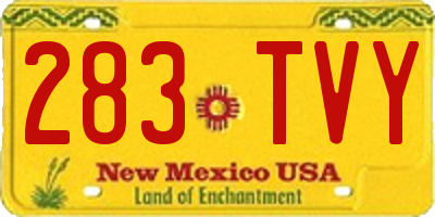 NM license plate 283TVY