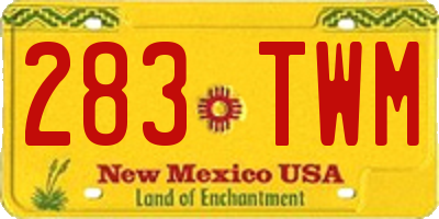NM license plate 283TWM