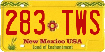 NM license plate 283TWS