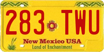 NM license plate 283TWU