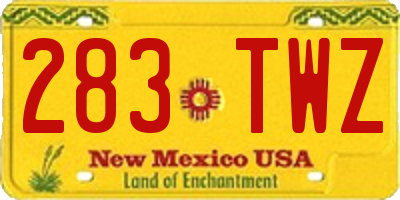 NM license plate 283TWZ