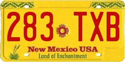 NM license plate 283TXB