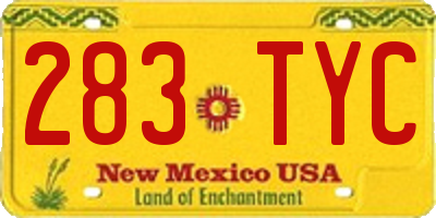 NM license plate 283TYC