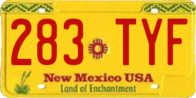 NM license plate 283TYF