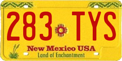 NM license plate 283TYS