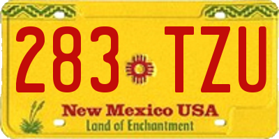 NM license plate 283TZU