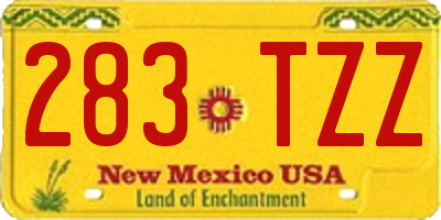 NM license plate 283TZZ