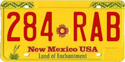 NM license plate 284RAB