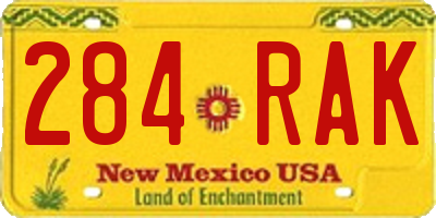 NM license plate 284RAK