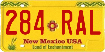 NM license plate 284RAL