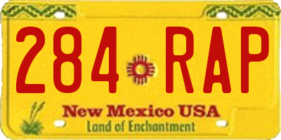 NM license plate 284RAP