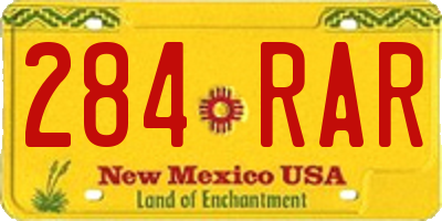 NM license plate 284RAR
