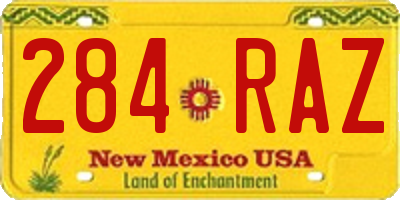 NM license plate 284RAZ