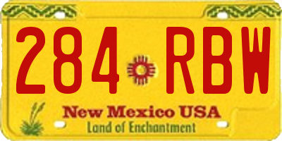 NM license plate 284RBW