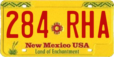 NM license plate 284RHA
