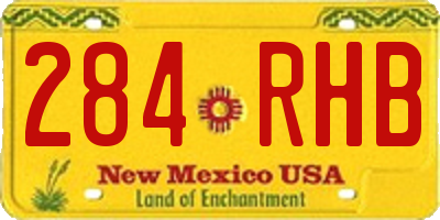 NM license plate 284RHB