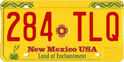 NM license plate 284TLQ