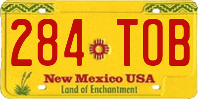 NM license plate 284TOB
