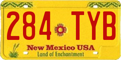 NM license plate 284TYB