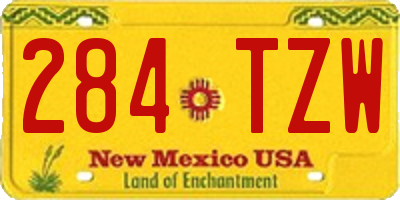 NM license plate 284TZW