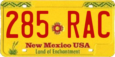 NM license plate 285RAC