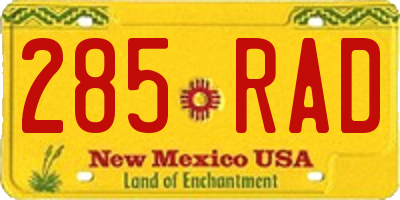 NM license plate 285RAD