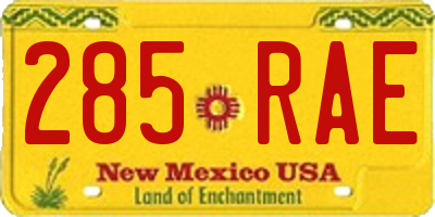 NM license plate 285RAE