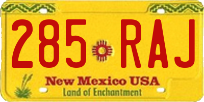 NM license plate 285RAJ