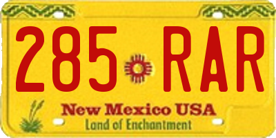 NM license plate 285RAR