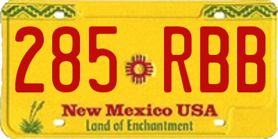NM license plate 285RBB