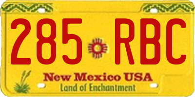 NM license plate 285RBC
