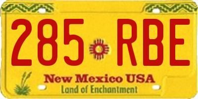 NM license plate 285RBE