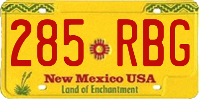 NM license plate 285RBG