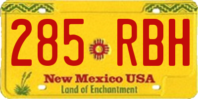 NM license plate 285RBH