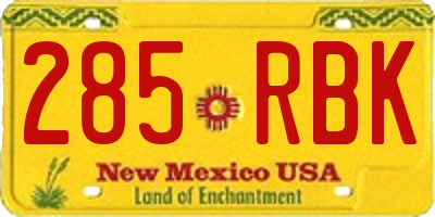NM license plate 285RBK
