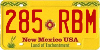 NM license plate 285RBM