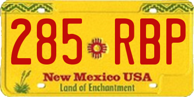 NM license plate 285RBP