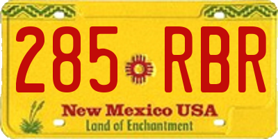 NM license plate 285RBR