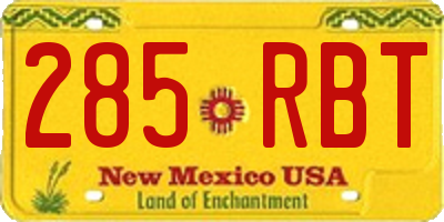 NM license plate 285RBT