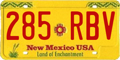 NM license plate 285RBV