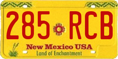 NM license plate 285RCB