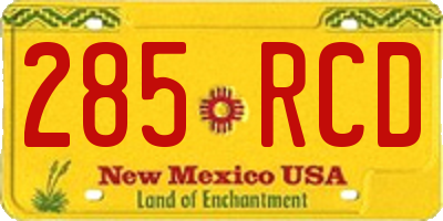 NM license plate 285RCD