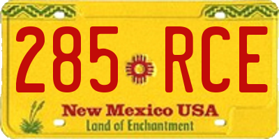 NM license plate 285RCE