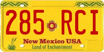 NM license plate 285RCI