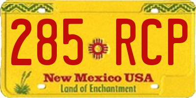 NM license plate 285RCP