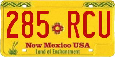 NM license plate 285RCU