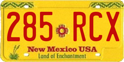 NM license plate 285RCX