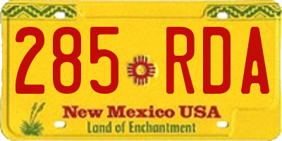 NM license plate 285RDA